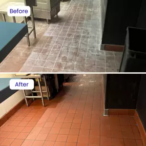 Real Clean’s house cleaning service revitalized these tile floors! This before-and-after highlights the spotless finish and renewed shine we can bring to your tile flooring.