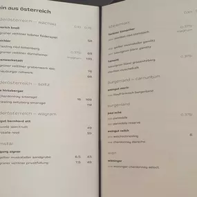 Auszug aus der Weinkarte | Restaurant | grape escape in München