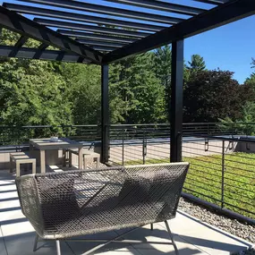 Rooftop patio with green space