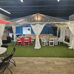 Clear Top Tent in showroom