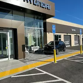 Front entrance of the Key Hyundai of Milford dealership