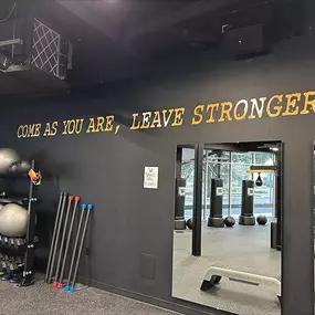 A motivational wall inside the Jabz Boxing studio features the phrase 