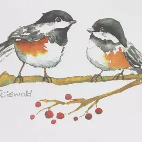 Two Robins on a Brand Card