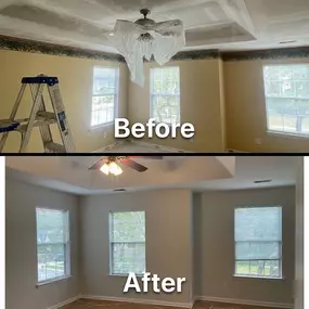 A before and after of an interior job that included some wallpaper removal!