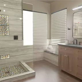 Ledezma Remodeling brings elegance to life with this stunning bathroom remodeling design, featuring a spacious shower and stylish vanity. Visit our website to book your free consultation for a home or bathroom renovation and 3D rendering services.