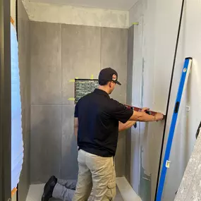 Precision and expertise in action! At Ledezma Remodeling, we take pride in every detail of your bathroom remodeling project. This in-progress tub-to-shower conversion showcases our commitment to expert craftsmanship and flawless execution. As a trusted bathroom remodeling contractor, we ensure your space is not only beautiful but also built to last. Let’s bring your dream bathroom to life.