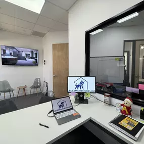 This bright, modern office space reflects the heart and hustle behind Ledezma Remodeling, where every detail matters, from the clean design to the welcoming setup. Whether you're dreaming of a luxurious kitchen, a spa-inspired bathroom, or a full transformation, the team here is ready to bring your whole home remodeling vision to life.