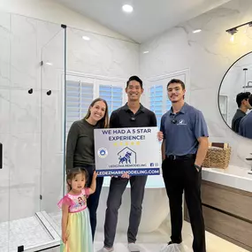This happy family just wrapped up a stunning bathroom remodel with Ledezma Remodeling! From concept to completion, the team delivered a 5-star shower renovation experience that combines functionality, elegance, and comfort.