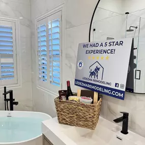 Nothing says luxury like a beautifully remodeled bathroom and this one is a showstopper! Ledezma Remodeling turned this space into a serene escape, complete with a fresh soak-ready tub, elegant black fixtures, and sleek marble finishes. From start to finish, this bathtub remodeling project was all about comfort, style, and creating a five-star experience our clients can truly unwind in.