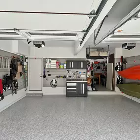 Full garage floor, door and storage transformation