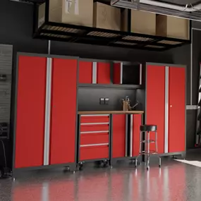 New steel garage cabinets & overhead storage