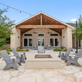 Outdoor firepit with seating at Camden Leander apartments in Leander, Tx