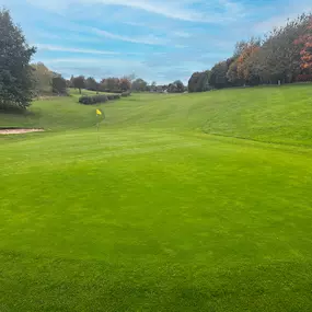 Hole 1 at Birley Wood Golf Course - A straight, downhill par 4 to start with, a statically placed bunker in the centre of the fairway at 240 yards down the fairway can hamper most golfers if they go with the driver.