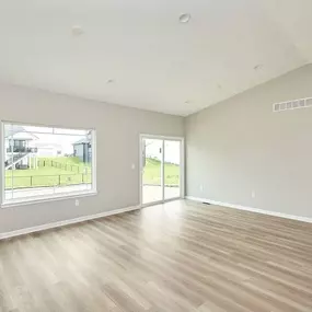 Spacious room with large windows