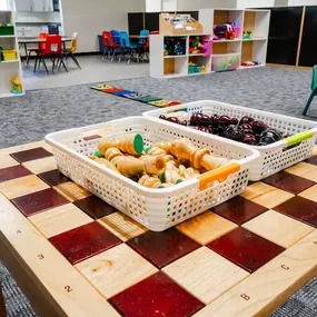 Community daycare area with chess board game