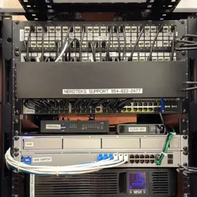 Clean and Organized Network Rack Setup
A professionally installed server rack and structured cabling solution to ensure maximum efficiency and organization. Need an upgrade? Contact NerdTeks for managed IT services, firewall installation, and cloud networking solutions. #TechSolutions #ServerRoom #ITManagement