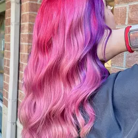 Bold Pink & Purple Vivid Hair Color Transformation in Schaumburg, IL