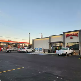 Front View and Gas pumps at Maverik in Blackfoot, Idaho.