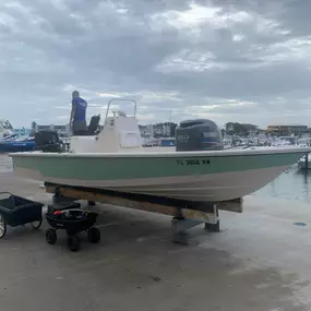 Green and White Boat