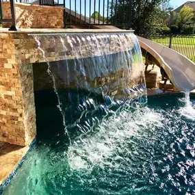 Pool waterfalls built in Cypress, Texas