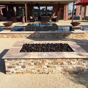 Custom fire pit poolside