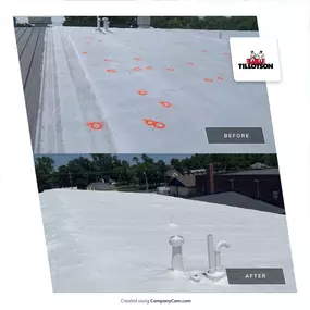 spray foam roofing before and after photo