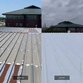 spray foam roofing before and after photo