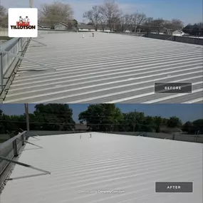 commercial spray foam roofing before and after photo