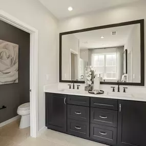 Lavish primary baths with dual sink vanity