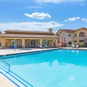 Swimming pool with outdoor shower