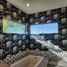 Designer wallpaper in Phoenix has never looked so chic. This floral masterpiece by The Wallpaper Co. turns an everyday bathroom into a high-style sanctuary. Bring your walls to life and transform your space with wallpaper that speaks your style.