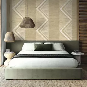 The Wallpaper Co. brings relaxed sophistication to this bedroom with warm textures and subtle geometric elegance. This is a perfect example of how designer wallpaper in Scottsdale can elevate a space, effortlessly blending natural tones with contemporary style. It’s calm, curated, and made to feel like home.