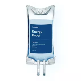 Instadrip Energy Boost IV therapy bag for increased energy, hydration, and vitality.