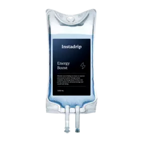 Instadrip Energy Boost IV therapy bag for increased energy, hydration, and vitality.