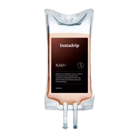 Instadrip NAD+ IV therapy bag for cellular repair, energy boost, and anti-aging benefits.