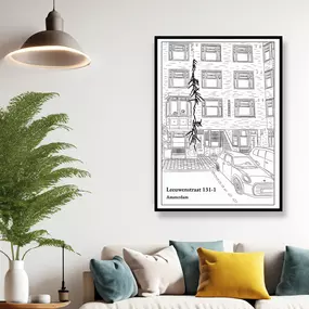 Laat jouw huis vereeuwigen in een prachtige, handgetekende line-art illustratie. Een minimalistisch en stijlvol kunstwerk voor in huis of als bijzonder cadeau.