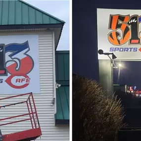 We do more than vehicle wraps. We also create signs for restaurants and businesses. We recently supplied these signs for 513 Sports Cafe on Chester Rd in Sharonville. If you need a sign for your business, school or other organization, we can help. Check out our Facebook page for ideas.