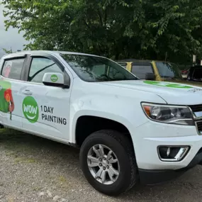 We recently added vehicle graphics to this truck for WOW 1 Day Painting. They are a professional painting company located in Loveland. We added several vehicle decals  to the hood, front and rear doors, rear fenders and tailgate. We even added their logo to the side mirrors. If you're looking to get your business name in front of drivers, we can help!
