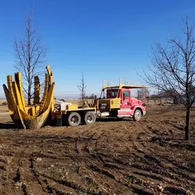 Tree Transplanting Truck with Spade at farm