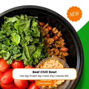 LunaFit Fresh Altamonte Springs and Orlando healthy meal prep and delivery featuring High Protein, Low Fat Beef Chili Bowl