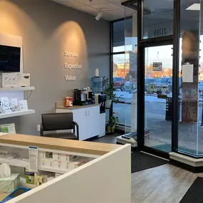 Interior photo of the entrance for AudioNova hearing clinic in Fairview Park, OH