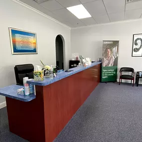 Interior photo of the lobby for AudioNova hearing clinic in Port St. Lucie, FL