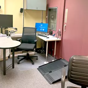Interior photo of the hearing testing office for AudioNova hearing clinic in Grand Rapids, MI