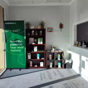 Interior photo of the lobby for AudioNova hearing clinic in Jupiter, FL
