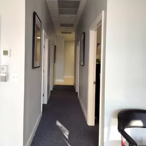 Interior photo of the hallway for AudioNova hearing clinic in Jupiter, FL