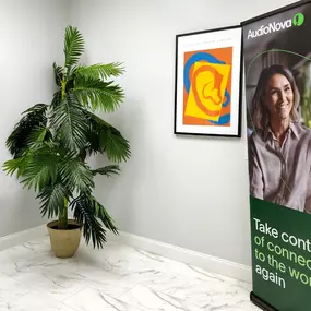 Interior photo of entryway for AudioNova hearing clinic in Jupiter, FL