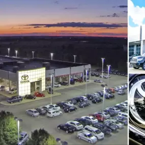 Overhead view of the Peoria Toyota dealership as the sun sets on the horizon