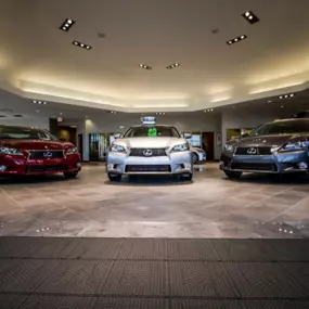 Lexus of Peoria dealership showroom vehicles on display