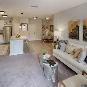 Living Room, Dining, and Kitchen Area