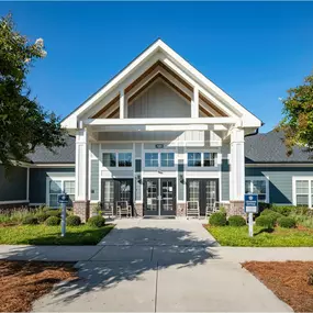 A large building with a triangular roof